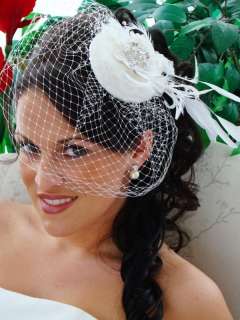 Head Piece Fascinator Wedding Bird Cage Veil Bridal  