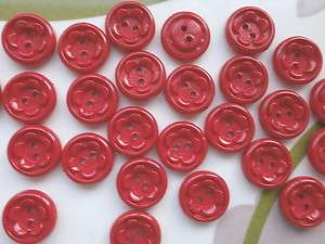 100pcs Button Round With Flower Sewing Doll Red 12mm  