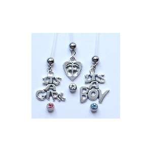    Sterling Silver Charm Maternity Belly Button Rings 