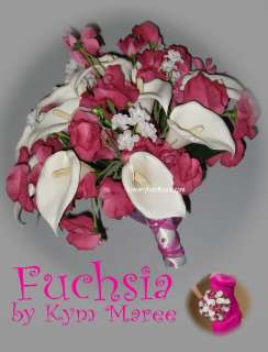   pea white calla lily bouquet set your white calla and fuchsia sweet