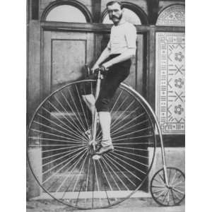  Handlebar Moustache Riding Atop a High Wheel  Ordinary Bicycle 