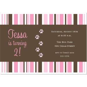  Five Paws Pink Pet Birthday Invitations 