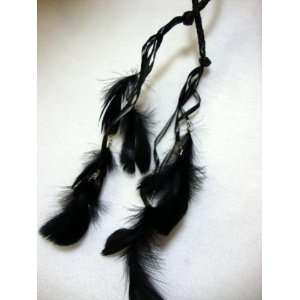  NEW Black Headband Head Wrap with Black Feathers, Limited 