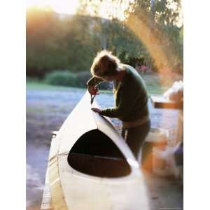 Boat Builder Working on a Stich and Glue Kayak, Washington 