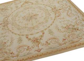 10X10 SQUARE Aubusson Rug ANTIQUE FRENCH PASTEL  FLAT 