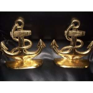 Brass Bookends (ANCHORS WITH ROPE) 5 T x 5 W x 1.5 D