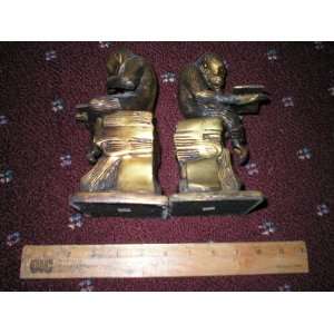 Reading Monkeys Bookends, Brass, Approx 7 inches high x 3 