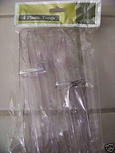Party Catering Plastic Tongs Clear 6 1/2 NEW  