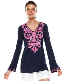   Top, Long Sleeve Embroidered Beaded Tunic   Womens INC Topss