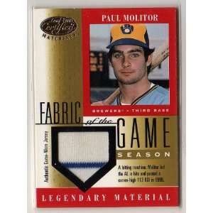 2001 Leaf Certified Fabric of the Game Jersey Paul Molitor Brewers 