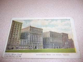 1906 AUDITORIUM HOTEL CHICAGO ZENO CHEWING GUM AD. POSTCARD  