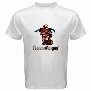 Captain Morgan Rum Liquor Logo New White T Shirt Size  2XL 