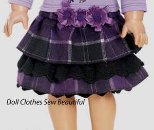 DOLL CLOTHES fits American Girl Purple Black Wool Pleated Skirt CUTE 