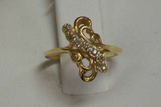 Delicate 14K Yellow Gold Diamond Waterfall Cluster Ring  