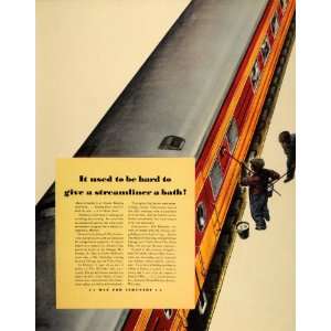  1941 Ad S.C. Johnson Wax Haiwatha Train Car Cleaning 