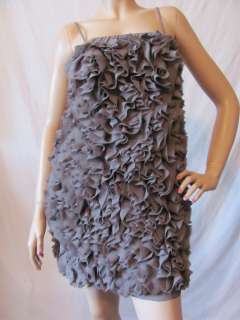   ME Womens Grey Lined Ruffled Mini Cocktail Dress Large $118  