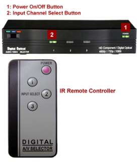 Premium 3x1 Digital Optical Audio Switcher + HD SD Component Video 