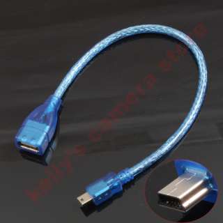 USB A Female to USB Mini B 5Pin Male adapter Cable blue  