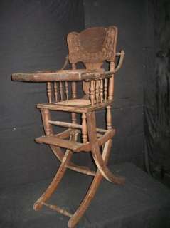   Highchair Convertible Rocker Pressed Back Cane Seat High Chair C1900