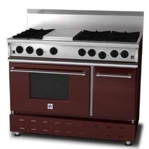   Inch Natural Gas Range With 12 Inch Charbroiler   Wine Red Appliances