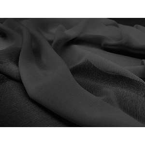  60 Wide Crinkle Yoryu Chiffon Balck Fabric By the Yard 