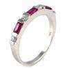 Ruby & Russian CZ Stackable Band Ring 925 Silver s 6  