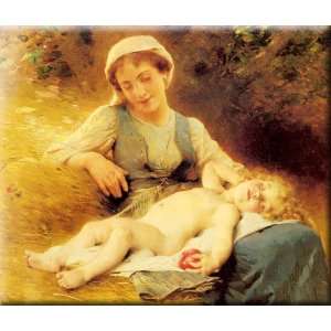  A Mother with her Sleeping Child 16x14 Streched Canvas Art 