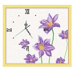 Fragrance (Purple) clock Cross stitch Kit Arts, Crafts & Sewing
