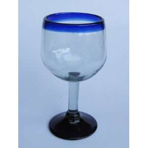 Cobalt Blue Rim balloon wine glasses (set of 6)    