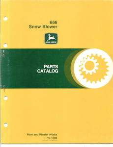 John Deere 666 Snow Blower Parts Catalog  