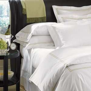  Grande Hotel Duvet Cover   White with Gray Embroidery 