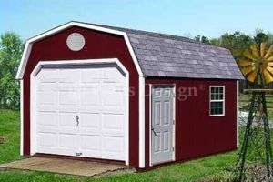 12 x 16 Garage / Garden Storage Shed Barn Plans 31216  