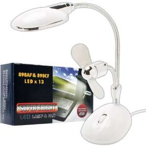 Super Bright 2 in 1 Laptop LED Lamp & Fan USB Powered White    4 Pack