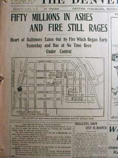   GREAT BALTIMORE FIRE Disaster  w Headline & Map & Long report  