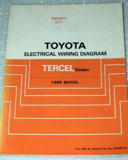   TERCEL SEDAN DX DLX SR4 Electrical Wiring Diagrams Shop Manual  