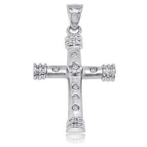 10ctw 14K WHITE GOLD ROUND DIAMOND CROSS PENDANT SI2 H  