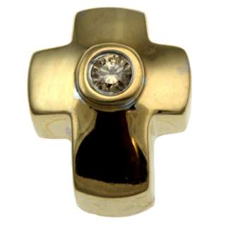 10k yellow gold light brown diamond cross shape pendant  