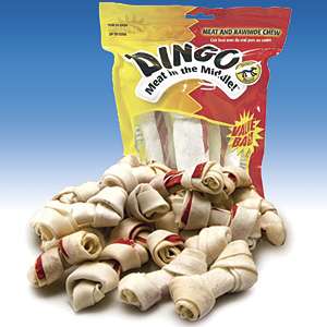 DINGO MEAT IN THE MIDDLE RAW HYDE BONES SMALL 6 PACK DOG TREATS  