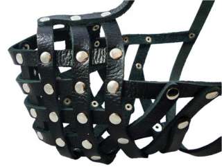 Soft Secure Leather Basket Dog Muzzle 13.5  4 Rottweiler Golden 