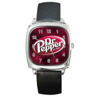 NEW* HOT DR PEPPER Square Metal Watch Leather Band  