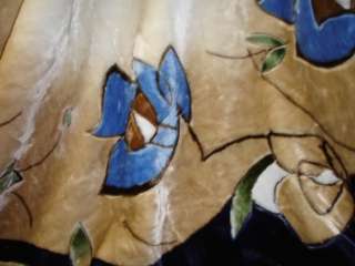Plush Mink Navy Blue Flower Soft Blanket Oversize QUEEN  