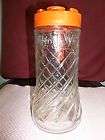   TANG ORANGE DRINK PITCHER ANCHOR HOCKING SWIRLE GLASS WITH PLASTIC LID