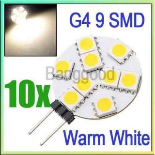 10X Warm White G4 5050 SMD 9 LED Marine Cabinet Camper Light Lamp Bulb 