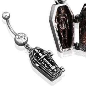  Navel ring with dangling openable coffin Jewelry