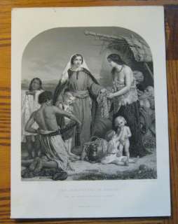 Alms Deed of Dorcas Dressmaker Charity Bible Print 1859  