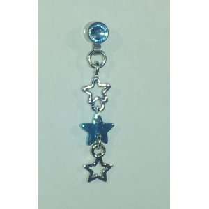  3 Star Microdermal Dangle   Aqua Jewelry