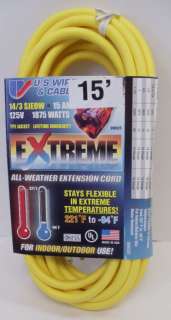 15 14 Gauge Cold Weather Extension Cord w Lighted End  