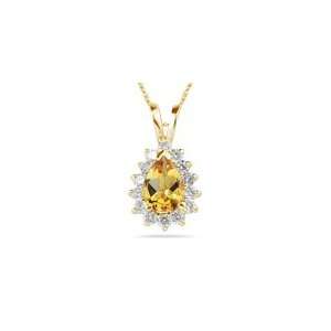   51 Cts Diamond & 1.52 Cts Citrine Pendant in 14K Yellow Gold Jewelry