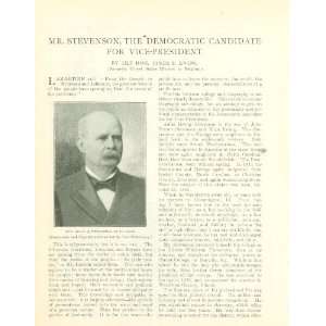 1900 Adlai E Stevenson Democratic Vice Presidential Candidate James R 