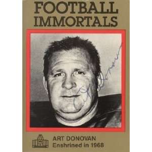 Art Donovan Autographed Football Immortals Card #25   Baltimore Colts